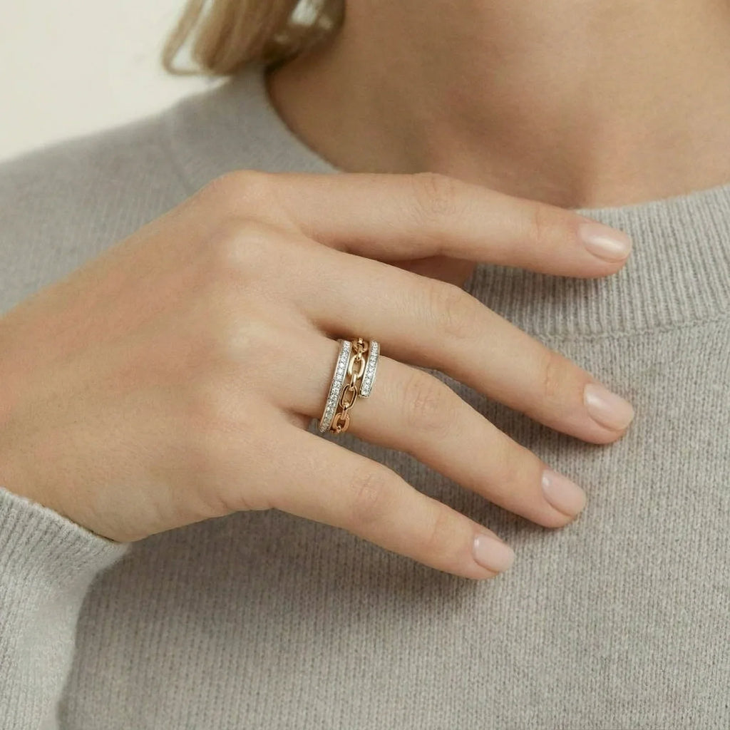 STRUCTURED LINK CRYSTAL RING