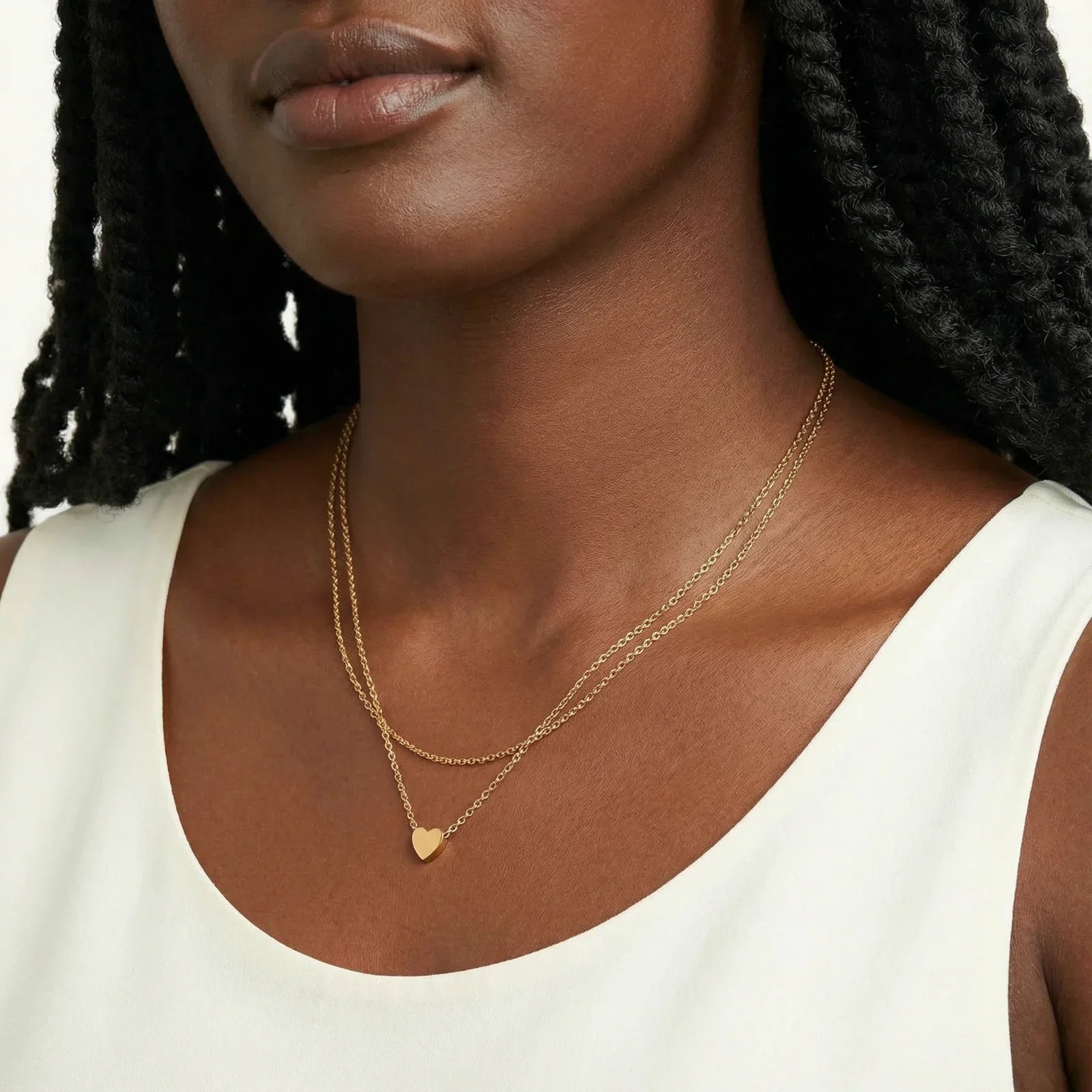 DOUBLE HEART LAYERED GOLD NECKLACE