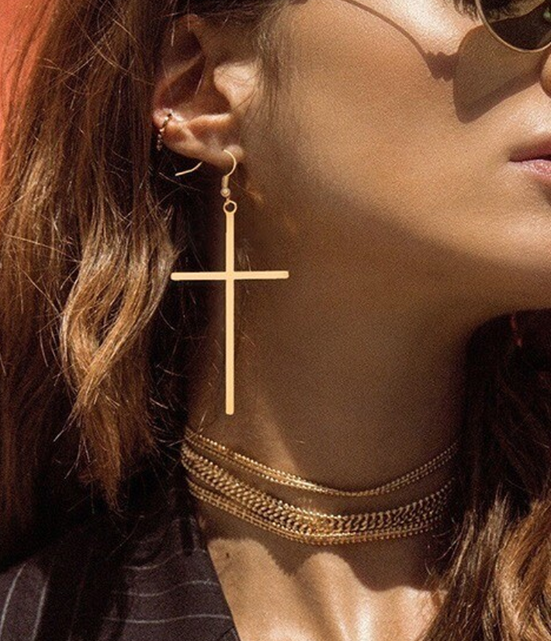 Infinity Large Cross Dangle Earrings