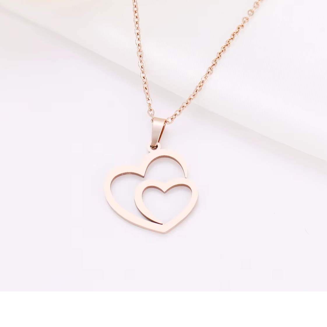 Double Heart Pendant Necklace - Elegant Jewellery