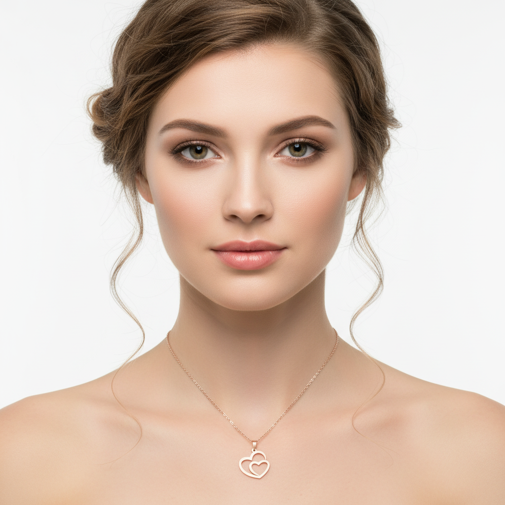 Double Heart Pendant Necklace