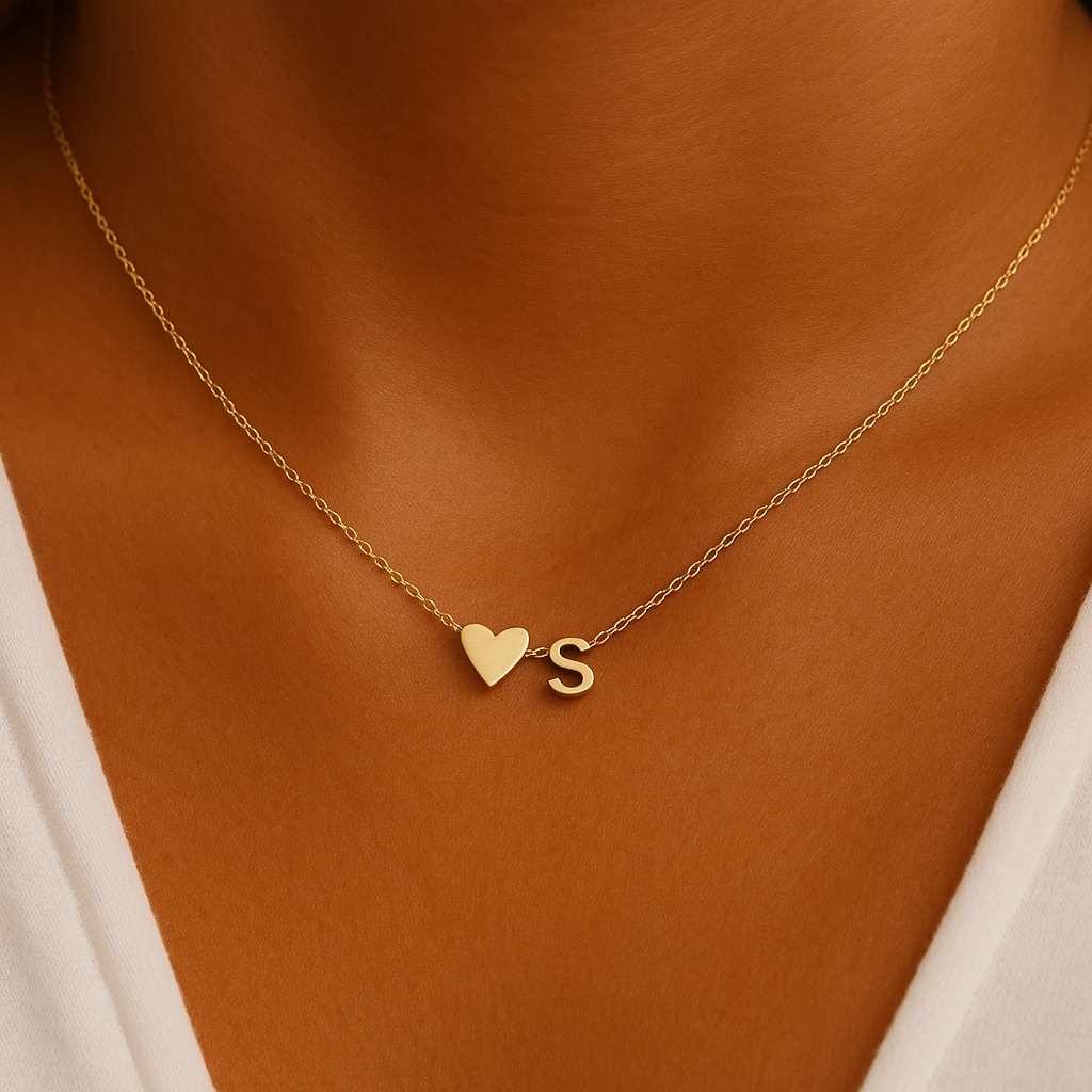 Initial Heart Pendant Necklace 