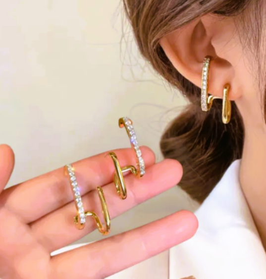 Double Row U-Shaped Earrings