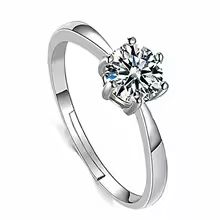 Adjustable Silver Plated 925 Crystal Ring 