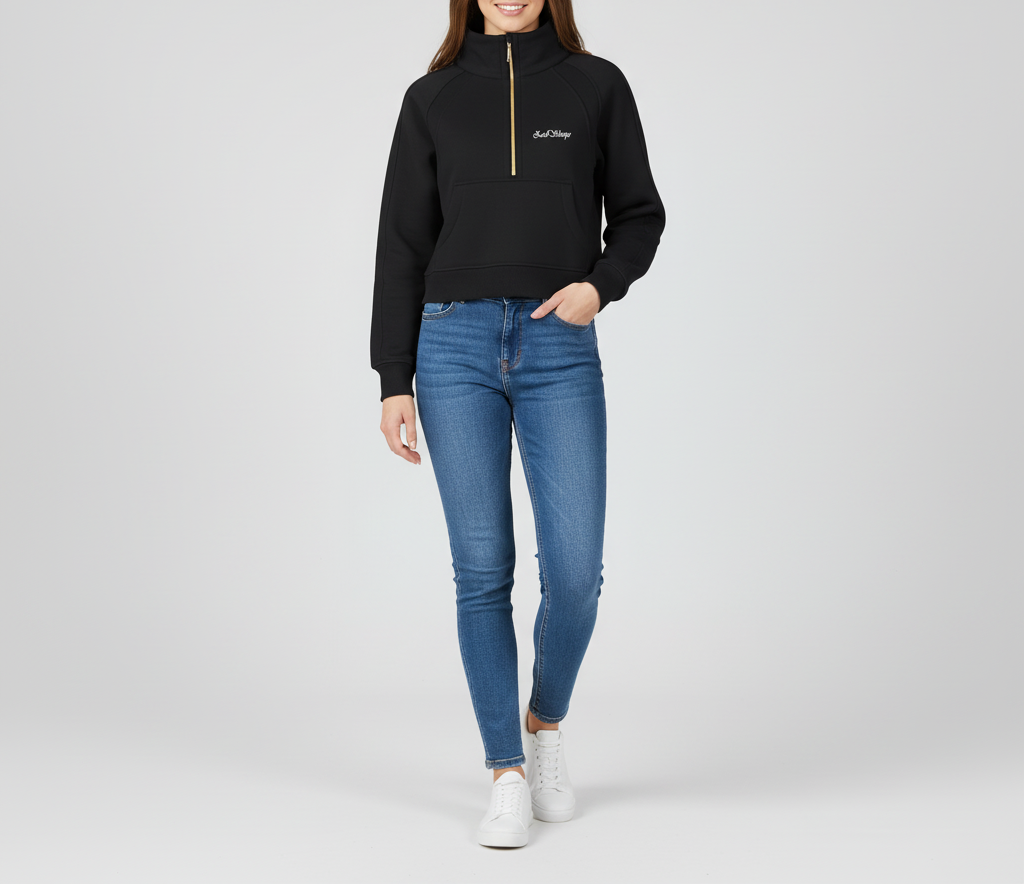 Zedshape Women’s Cropped Half Zip Hoodie