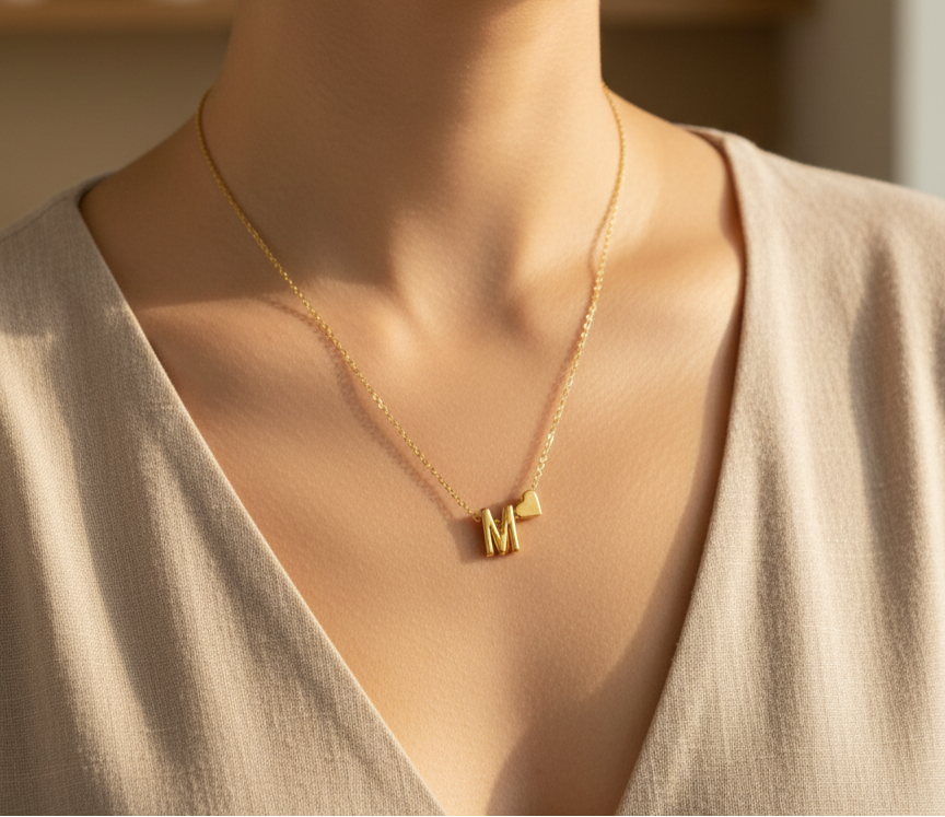 Initial Heart Pendant Necklace