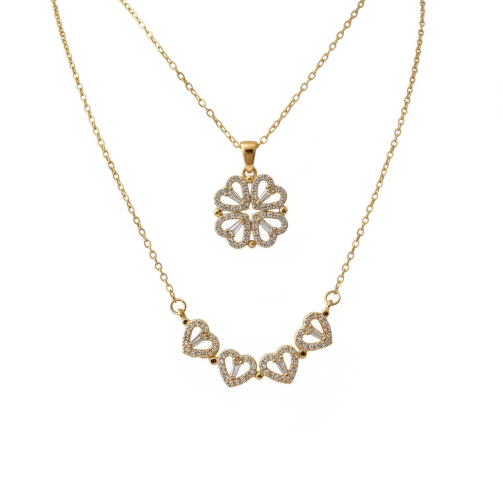 Lucky Heart Clover Necklace