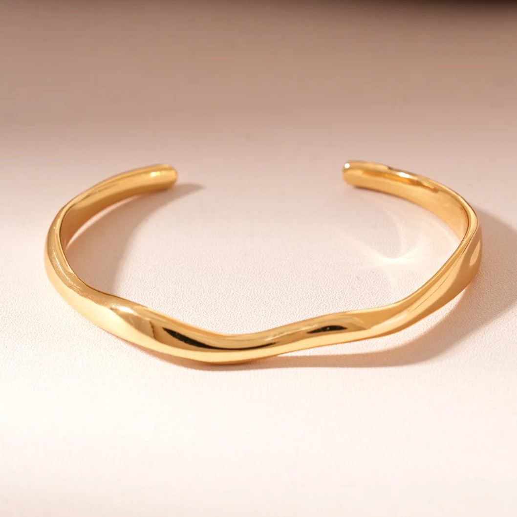 Polished Wave Cuff - Modern Minimalist Bracelet