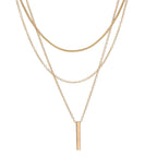 Layered Gold Bar Pendant Necklace