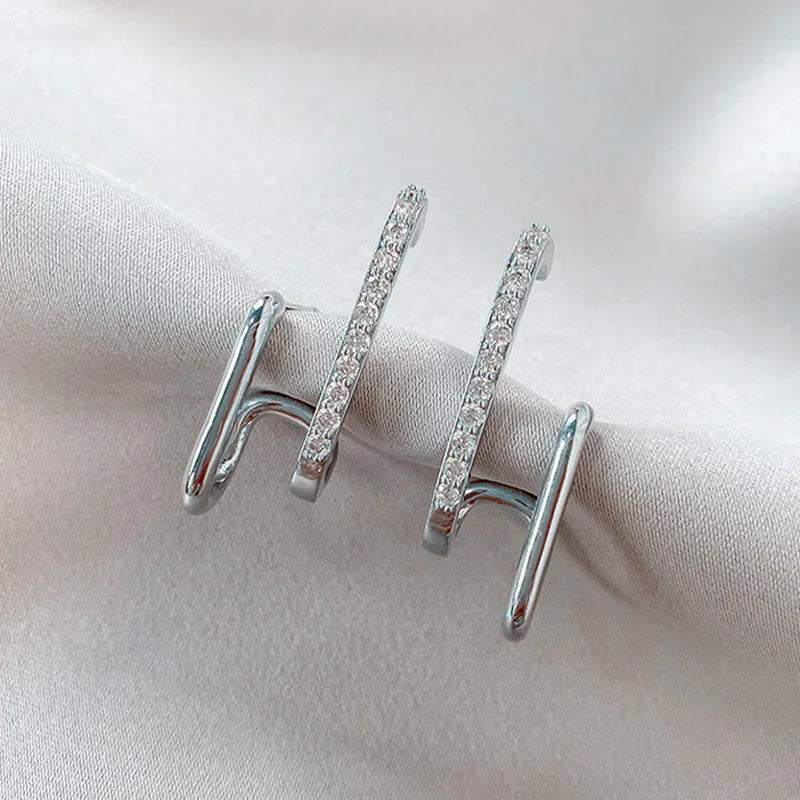 Double Row U-Shaped Earrings