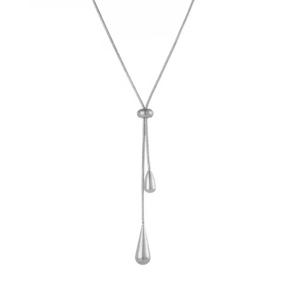 Sculpted Water Drop Pendant Necklace
