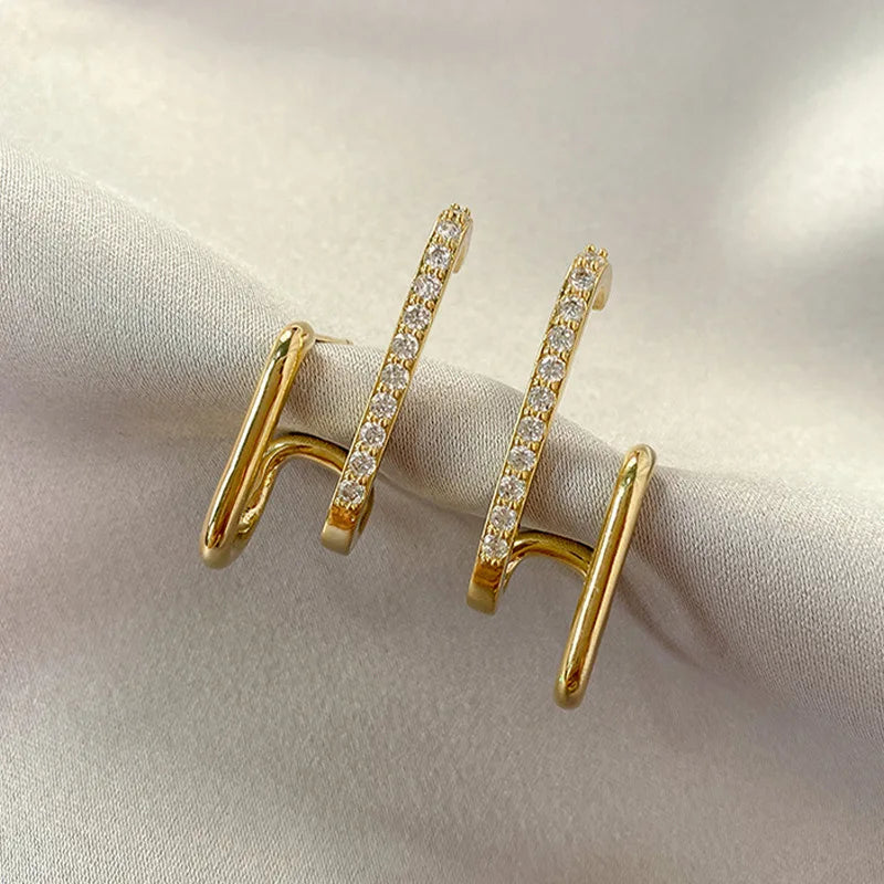Double Row U-Shaped Earrings