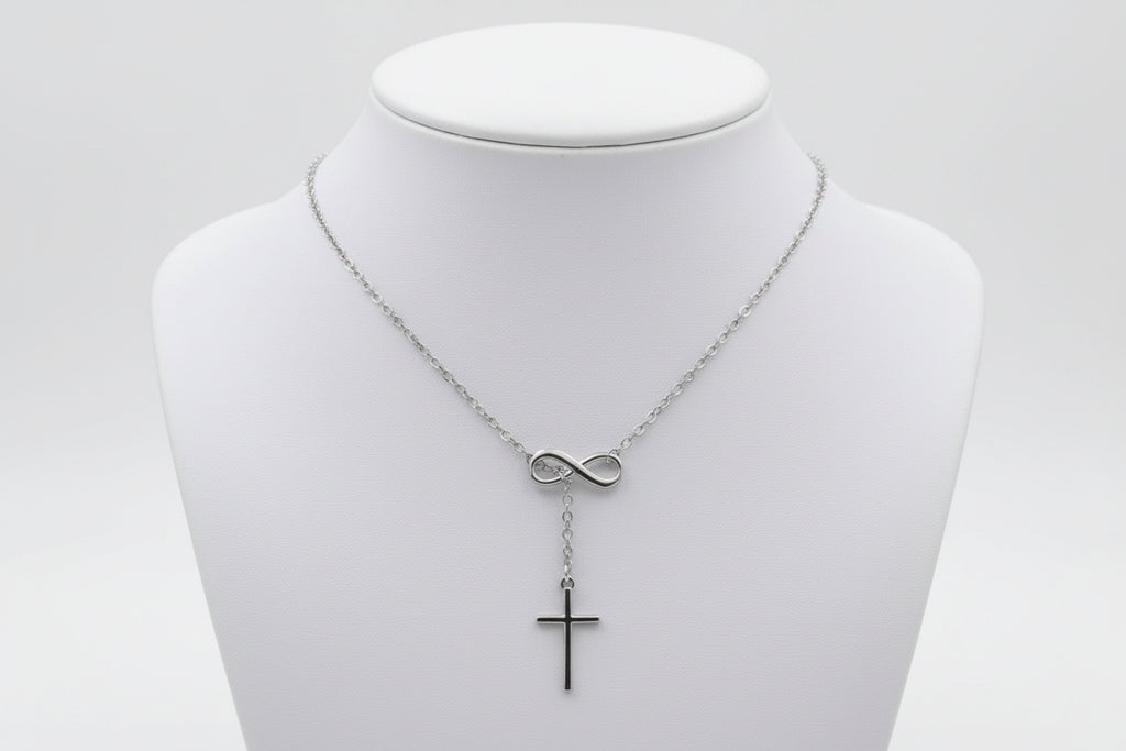 Infinite Lucky 8 Cross Pendant Necklace