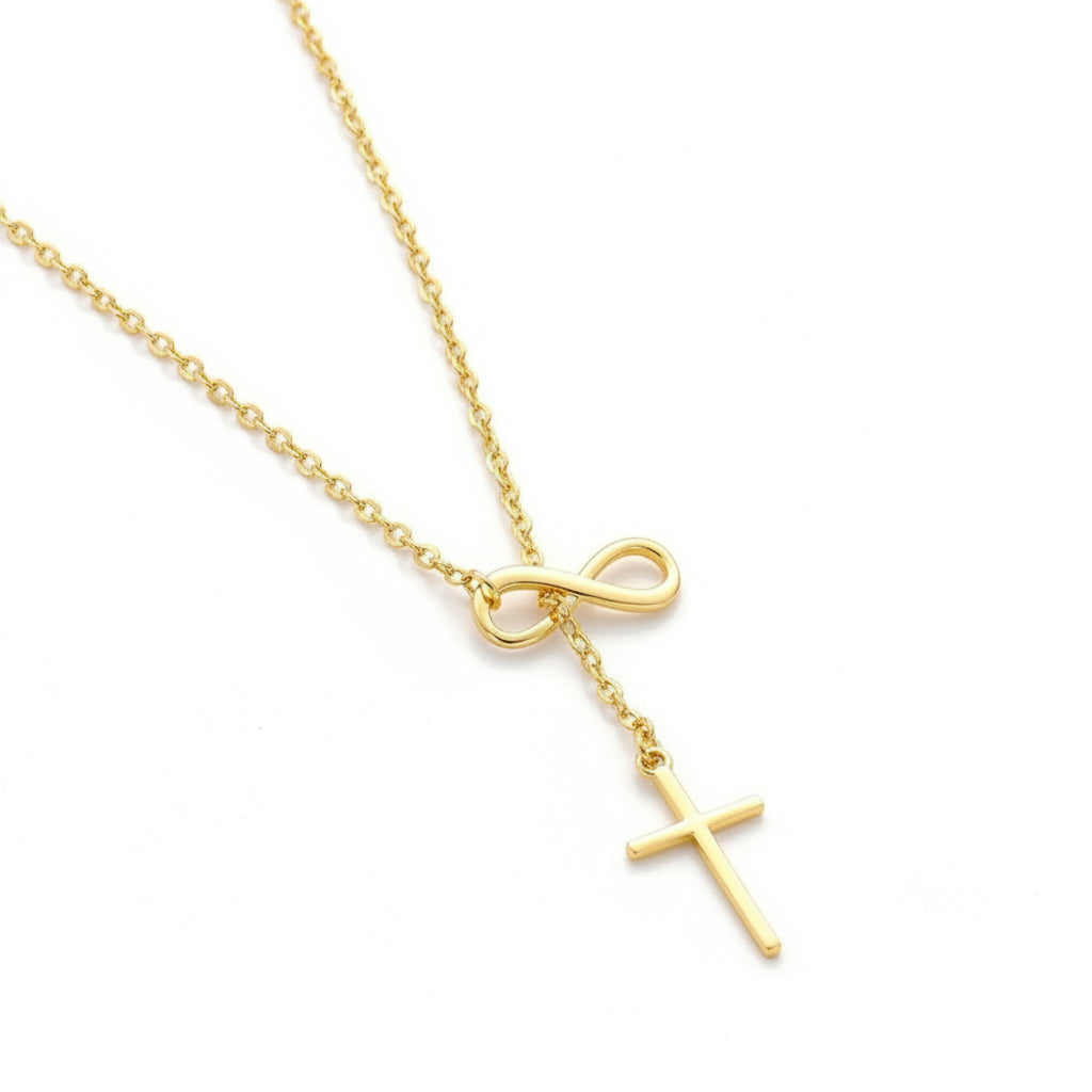 Infinite Lucky 8 Cross Pendant Necklace