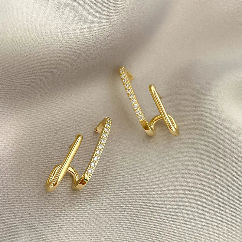Double Row U-Shaped Earrings