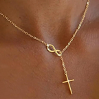Infinite Lucky 8 Cross Pendant Necklace