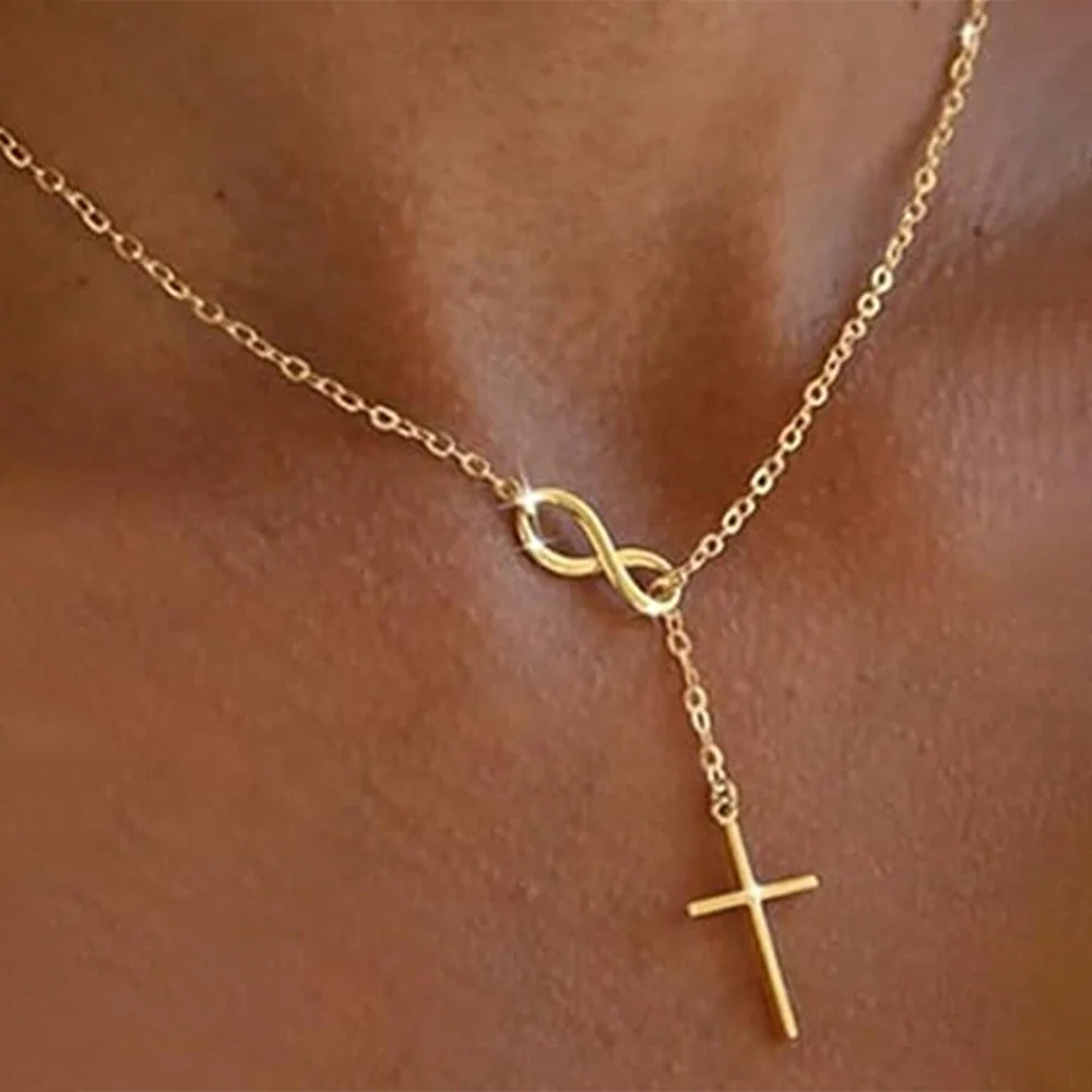 Infinite Lucky 8 Cross Pendant Necklace
