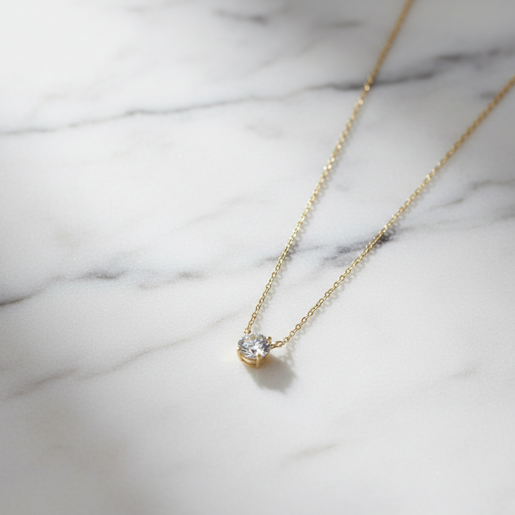 Sleek & Modern 925 Sterling Silver Chain - 18k Gold Plated with Sparkling Zircon