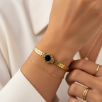 BLACK PEARL MEDALLION BRACELET