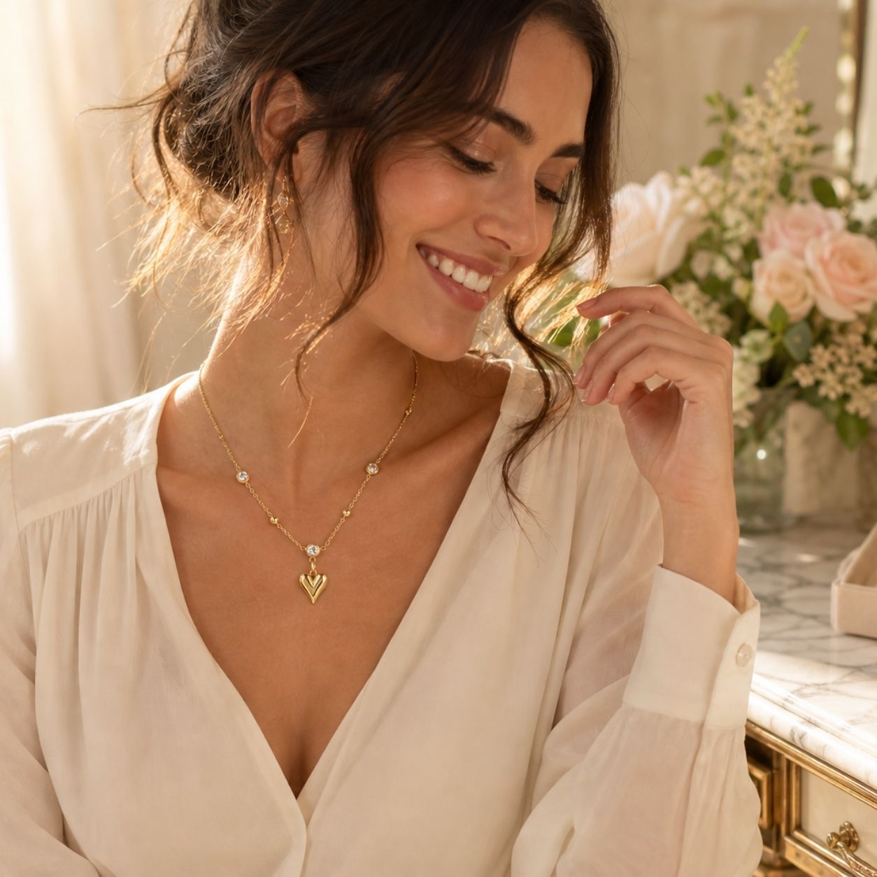 GOLD HEART NECKLACE - CRYSTAL STATION CHAIN